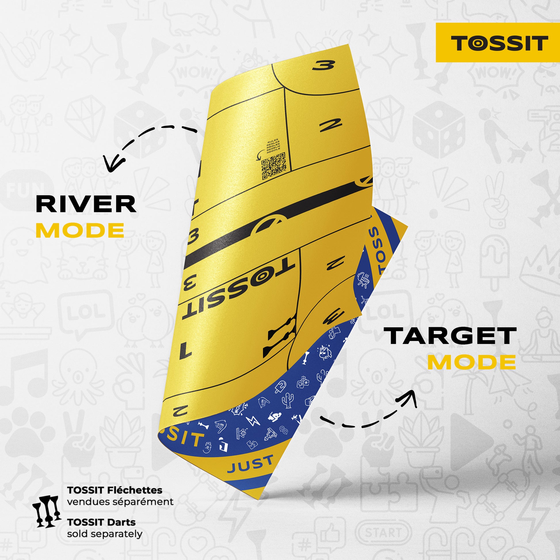 TOSSIT عائلة اللعبة Board  2 في 1 2 في 1 River ووضع الهدف - River الجانب