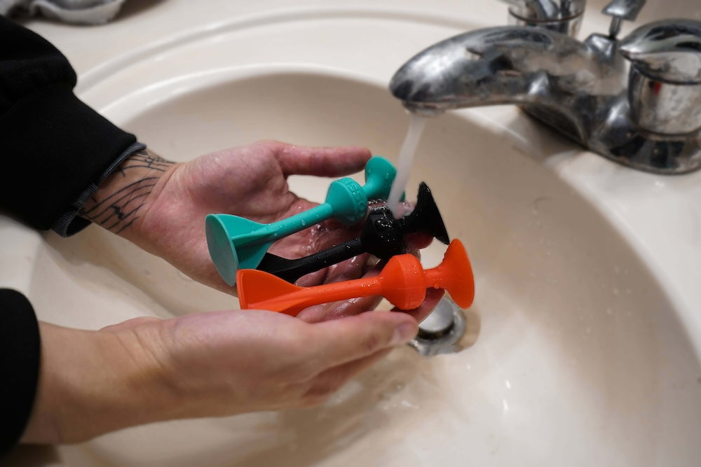 TOSSITs are easy to clean with just soap and water.