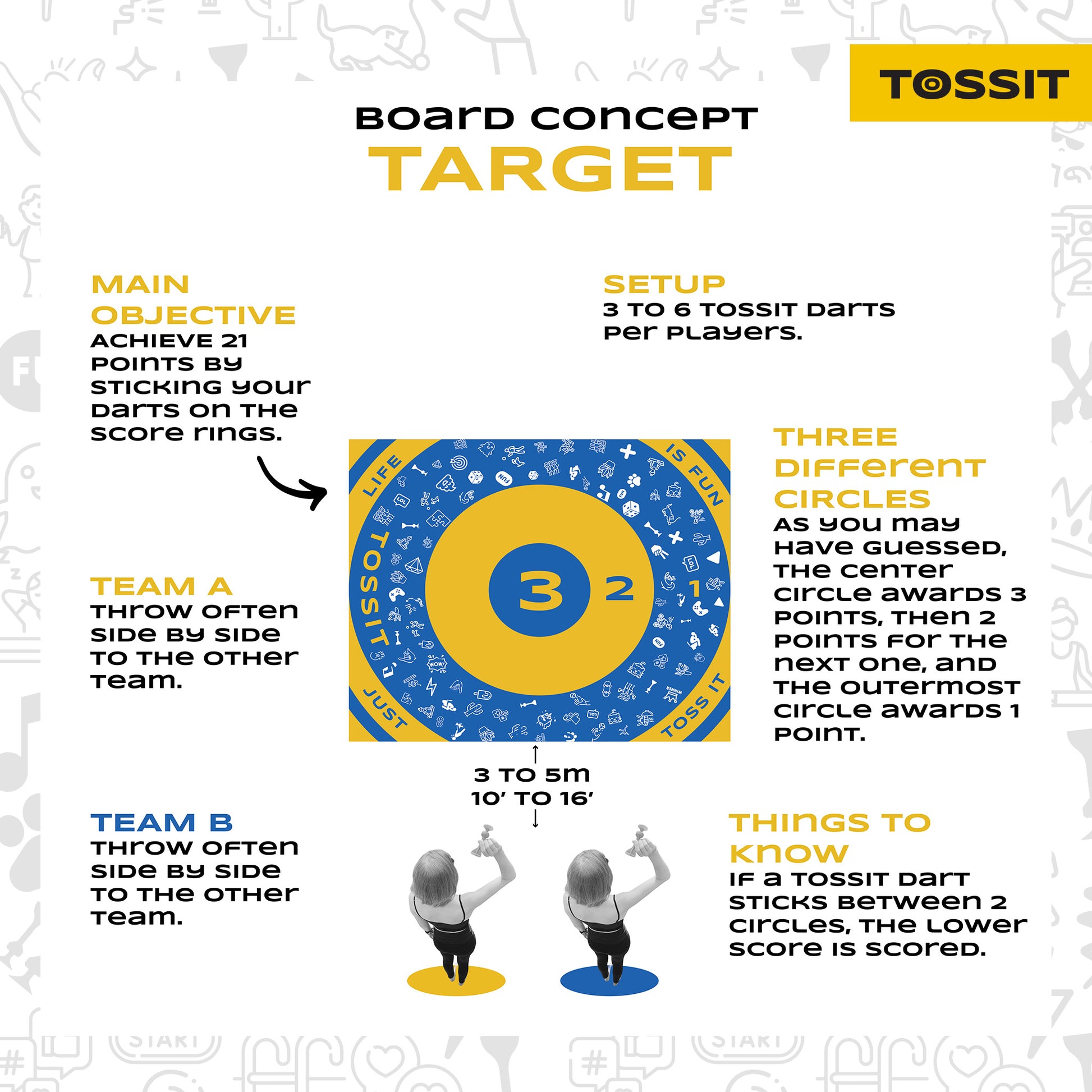 TOSSIT Famiglia di giochi Board  2 in 1 River e modalità bersaglio - Regole del bersaglio