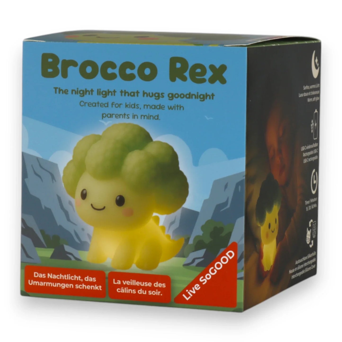 Pré-encomenda: Luz nocturna de silicone Brocco Rex LiveSoGOOD