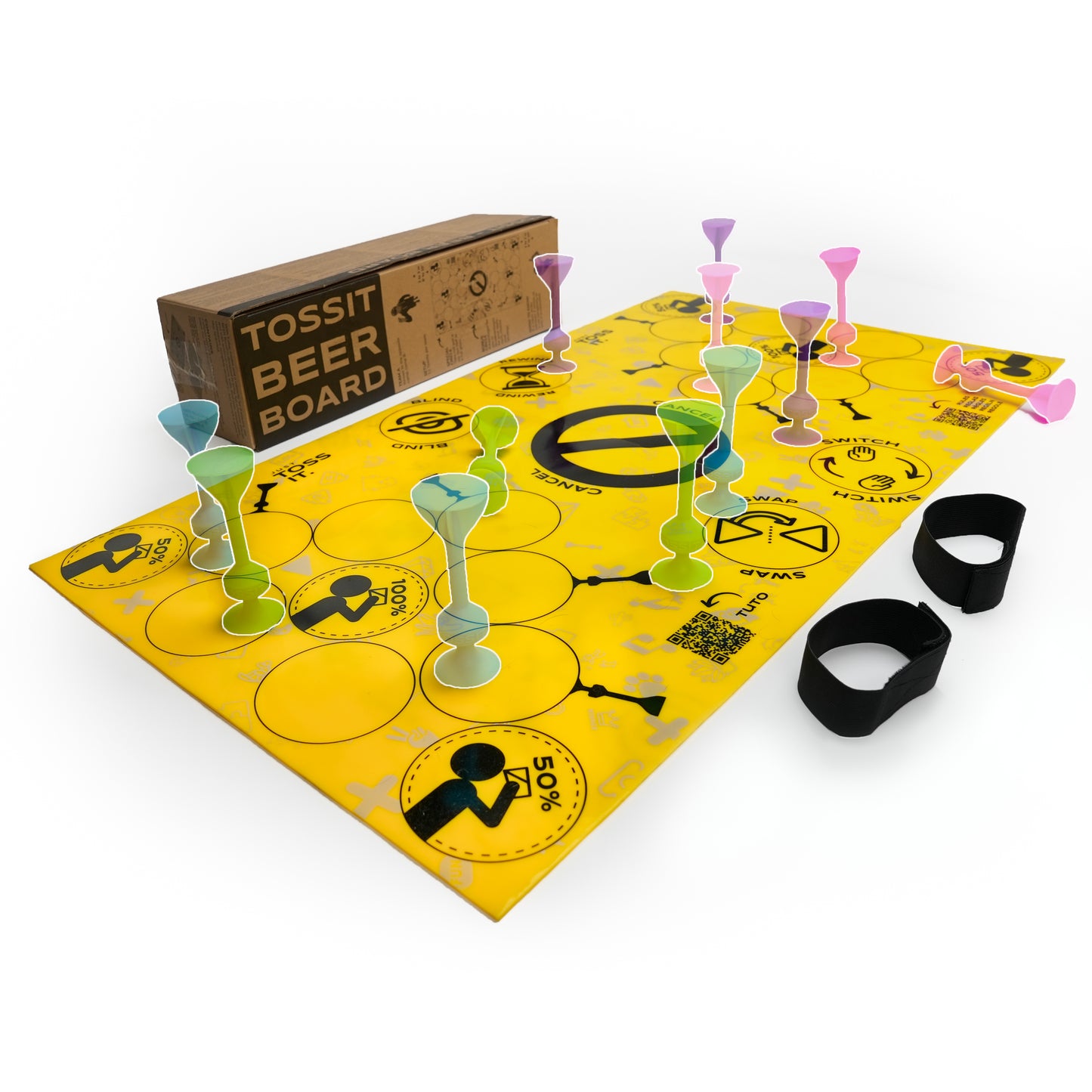 TOSSIT Beer Board com um jogo a ser jogado nele.